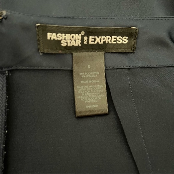 EXPRESS FASHION STAR sz 0 Navy Blue Wide Leg Pants Shortened Inseam - Picture 4 of 5